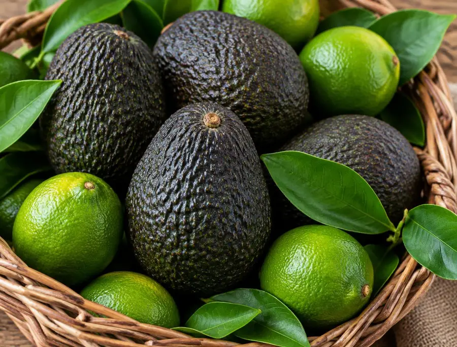 Aguacates y limones en canasta (imagen ilustrativa)