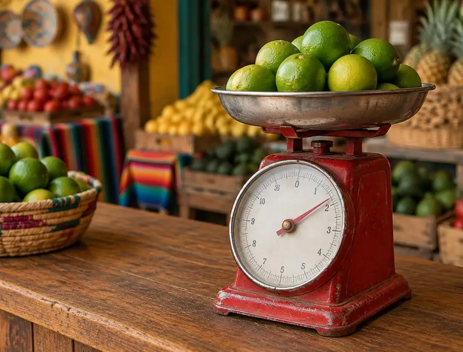 Báscula de mostrador con limones (imagen ilustrativa)